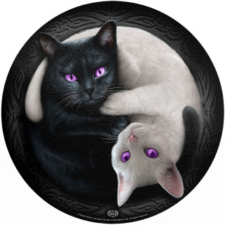 Plateau / planche  dcouper en verre  chats Yin et Yang (31x31cm)