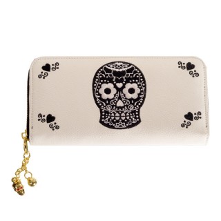 Pochette goth-rock Banned blanc crme  crane de sucre noir brod