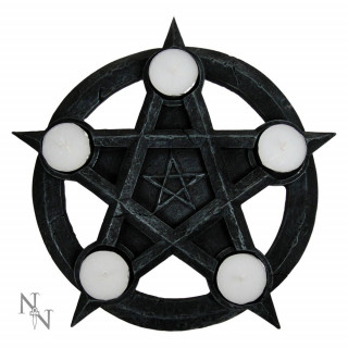 Porte-bougies pentagramme noir (26cm)