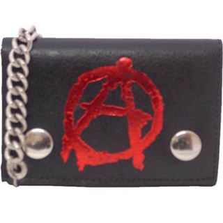 Porte-feuilles-cartes noir  chaine avec "A" anarchiste
