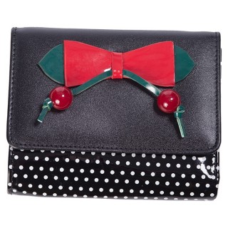 Porte-feuilles noir rockabilly noeud et cerises "MARILOU" - Banned