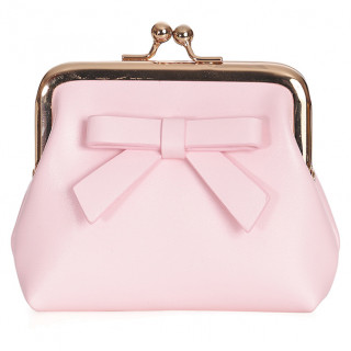 Porte-monnaie vintage rose bonbon avec fermoir  boule et noeud dcoratif