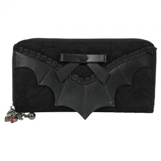 Portefeuille gothique noir  chauve-souris et petit ruban - Banned