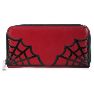 Portefeuille gothique rouge à toiles d'araignée noires - Banned