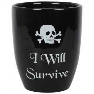 Pot pour plante gothique à tête de mort "I Will Survive" (14,3cm)