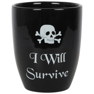 Pot pour plante gothique  tte de mort "I Will Survive" (14,3cm)