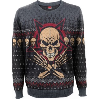 Pull-over homme "EVIL ROCK"  frises crnes, faux et croix