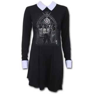 Robe Baby Doll  chat noir "Nuit des sorcires"