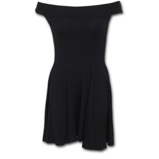 Robe courte gothique noire  col bardot