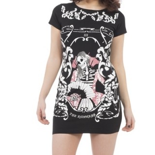 Robe goth-rock Jawbreaker noire style tarot  squelette de bourgeoise