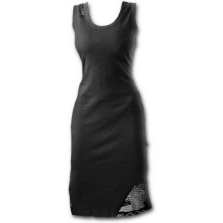 Robe longue gothique noire sans manche avec resille