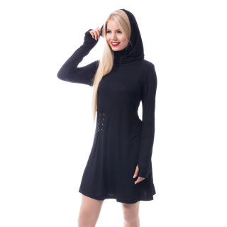 Robe noire  capuche et lacets  la taille - Innocent Lifestyle