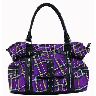 Sac  main Banned punk-rock  tartan violet et menottes