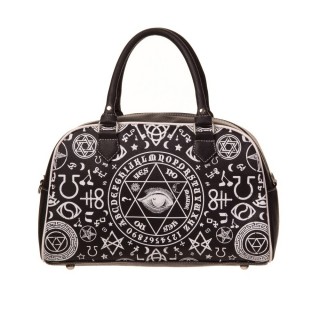 Sac  main gothique Banned noir  motifs sotriques