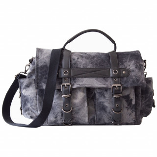 Sac bandoulire en coton vieilli gris "CALIBER MESSENGER" - Banned