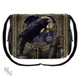 Sac besace Lisa Parker avec corbeau tenant un pentacle en mdaillon dans son mec