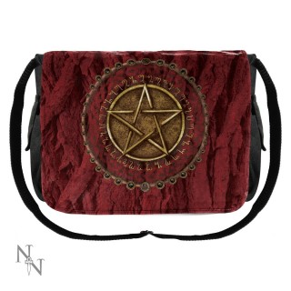 Sac besace Luna Lakota  imprim pentagramme entour de runes (rouge)