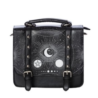 Sac cartable noir  motif cosmique