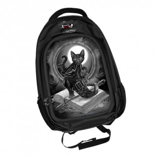 Sac  dos effets 3D gothique  chat noir et grimoire - Alchemy