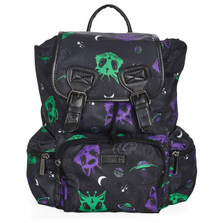 Sac  dos noir  chats extra-terrestres violets et verts - Banned