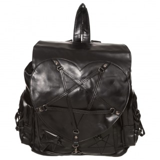 Sac  dos PVC noir  pentacle sur coeur - BANNED