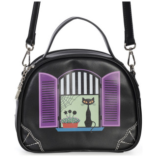Sac  main  chat noir guettant par la fentre - Banned