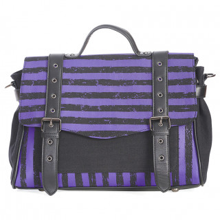 Sac  main coton  rayures violettes et noires aspect us - Banned