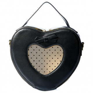 Sac  main en forme de coeur noir style "boite de chocolats"