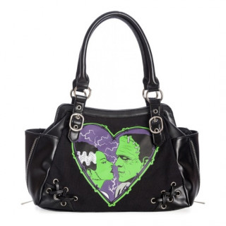 Sac  main gothique noir  coeur couple Frankenstein - Banned