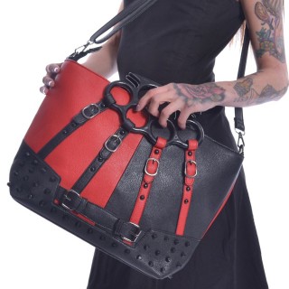 Sac  main noir et rouge  poing amricain HARLEY BAG - Poizen Industries