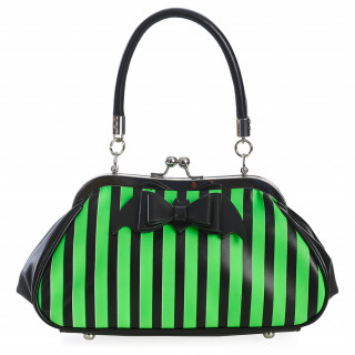 Sac  main ray vert et noir  noeud papillon chauve-souris - Banned