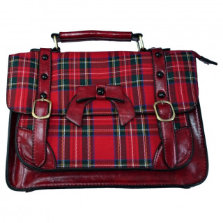 Sac  main rtro Banned Tartan style cartable  noeud papillon