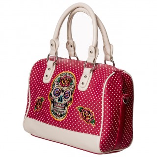 Sac  main sugar skull magenta  pois - Banned