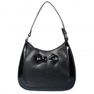 Sac MARLENE BOW noir  noeud papillon et bords laqus - Banned