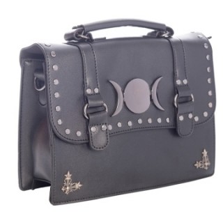 Sac style cartable noir rivet  lune "MAGIC MOON" - Banned