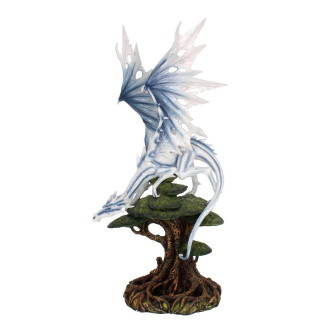 Grande figurine dragon de glace sur un arbre (56 cm)