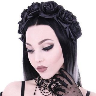 Serre-tte gothique couronne de roses noires satin - Restyle