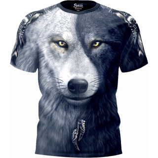 T-shirt de sport / football homme avec loup  pelage Yin et Yang et attrape-rves