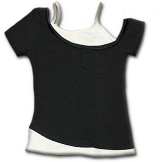 T-shirt dbardeur (2en1) femme gothique noir et blanc
