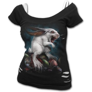 T-shirt débardeur (2en1) femme à lapin de paques démoniaque