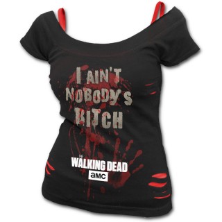T-shirt dbardeur (2en1) femme Walking Dead "NOBODY'S BITCH"