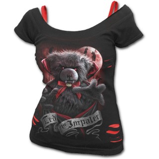 T-shirt (2en1) femme gothique  ours vampire en peluche "Ted l'empaleur"