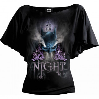 T-shirt femme BATMAN - JE SUIS LA NUIT  manches voiles (licence officielle)