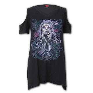 T-shirt femme paules nues ROCOCO SKULL