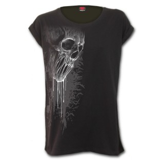 T-shirt femme goth-rock noir à crane fondu