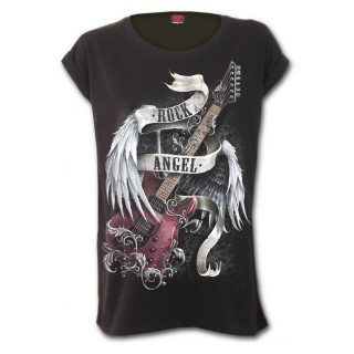 T-shirt femme gothique avec guitare "Rock Angel"