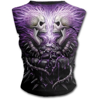 T-shirt femme gothique  mancherons avec face  face de cranes
