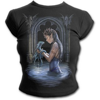T-shirt femme gothique  mancherons avec fille et dragon d'eau