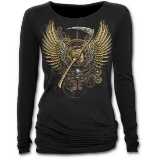 T-shirt femme gothique  manches longues avec illustration Steam Punk