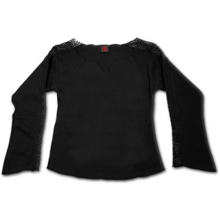 T-shirt femme gothique noir  mailles style filet